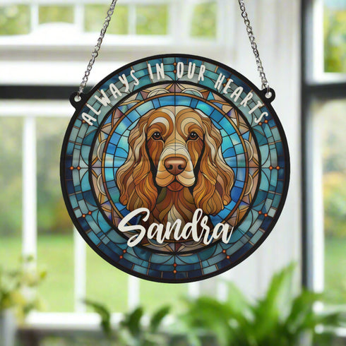 Cocker (Working) Chocolate Memorial Stained Glass Effect Suncatcher